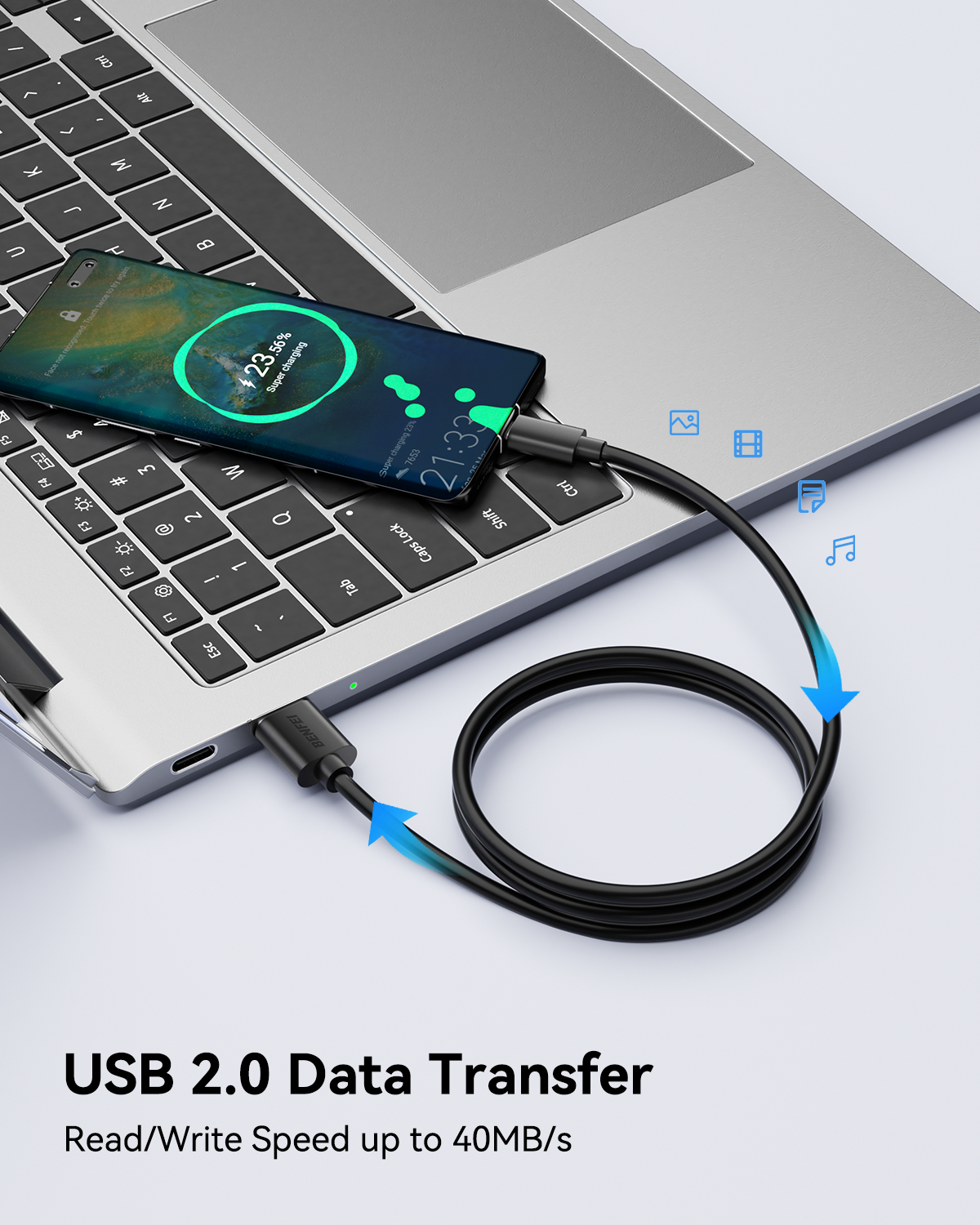 Computer Cables & Adapters: BENFEI 436BK-0.5M USB 2.0 Male to Micro USB Data Cable 0.5M