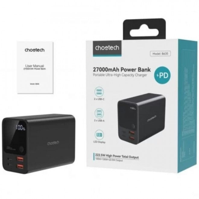 Power Banks & Chargers: CHOETECH B635 Dual PD 100W 27000 mAh Power Bank