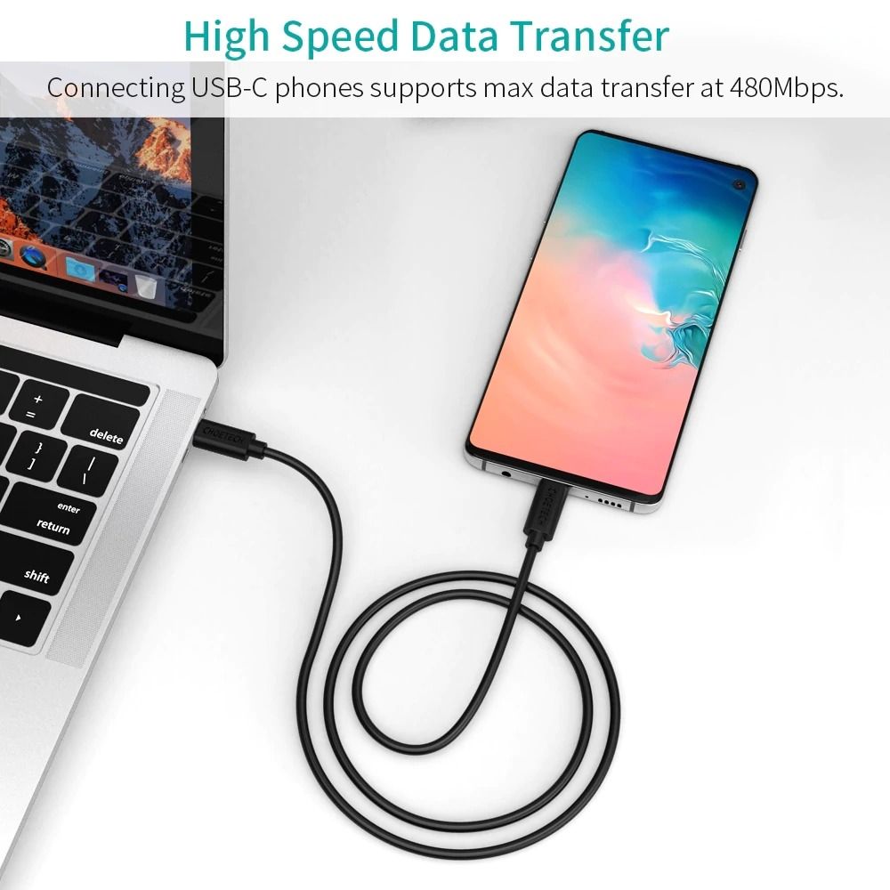 CHOETECH CC0003 USB-C to USB-C Cable 2M Black