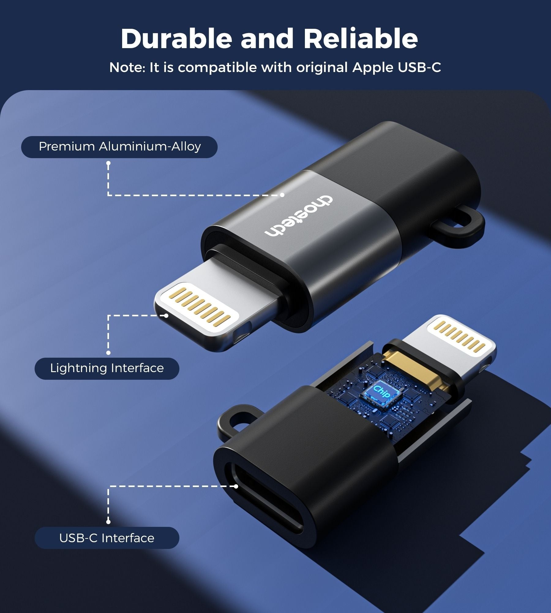 CHOETECH CR-001-GY Mfi iPhone to USB-C USB Adapter - Black