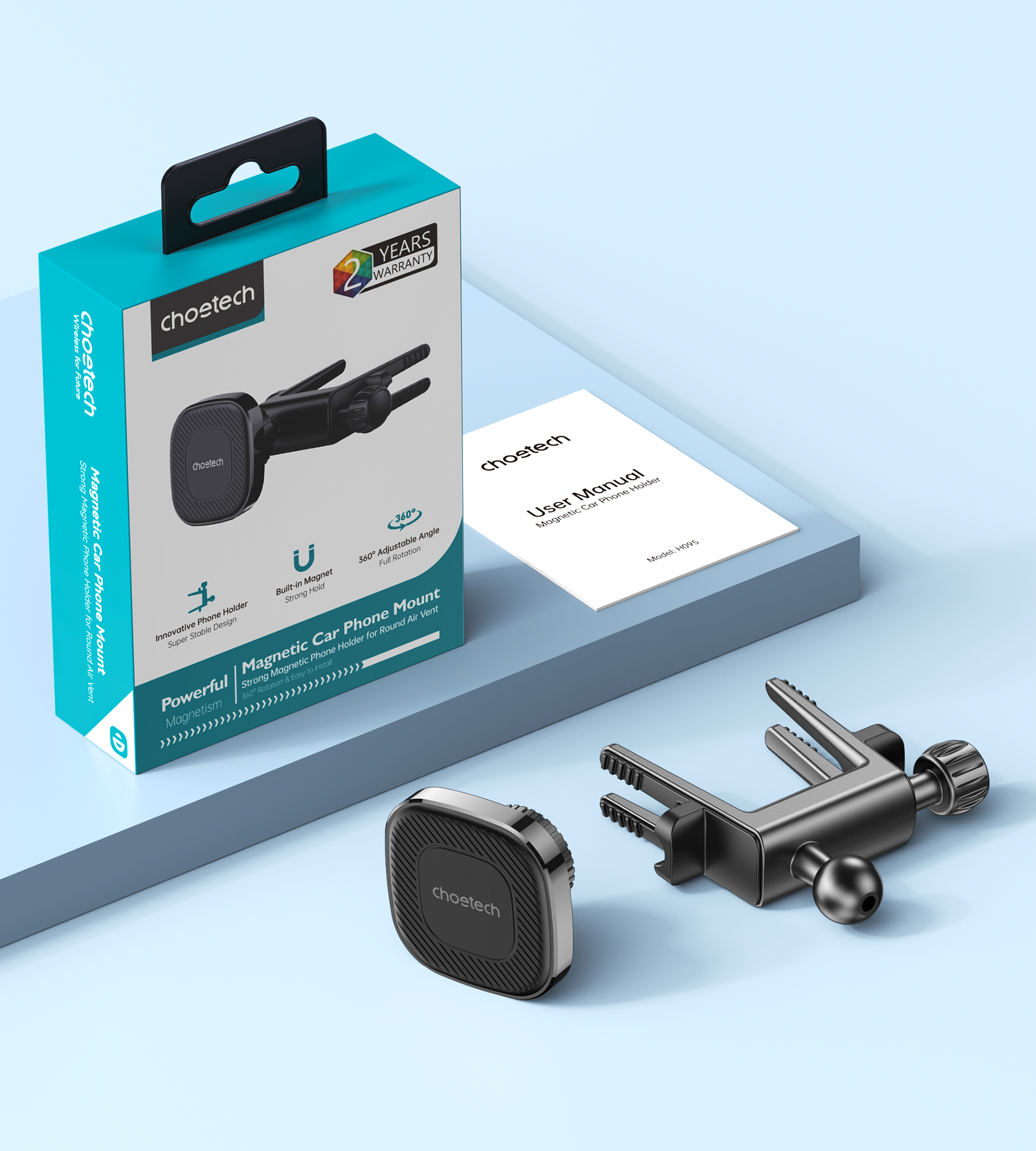 Car Mounts: Choetech H095 Magnetic Car Air Vent Phone Holder 360-degree Rotation