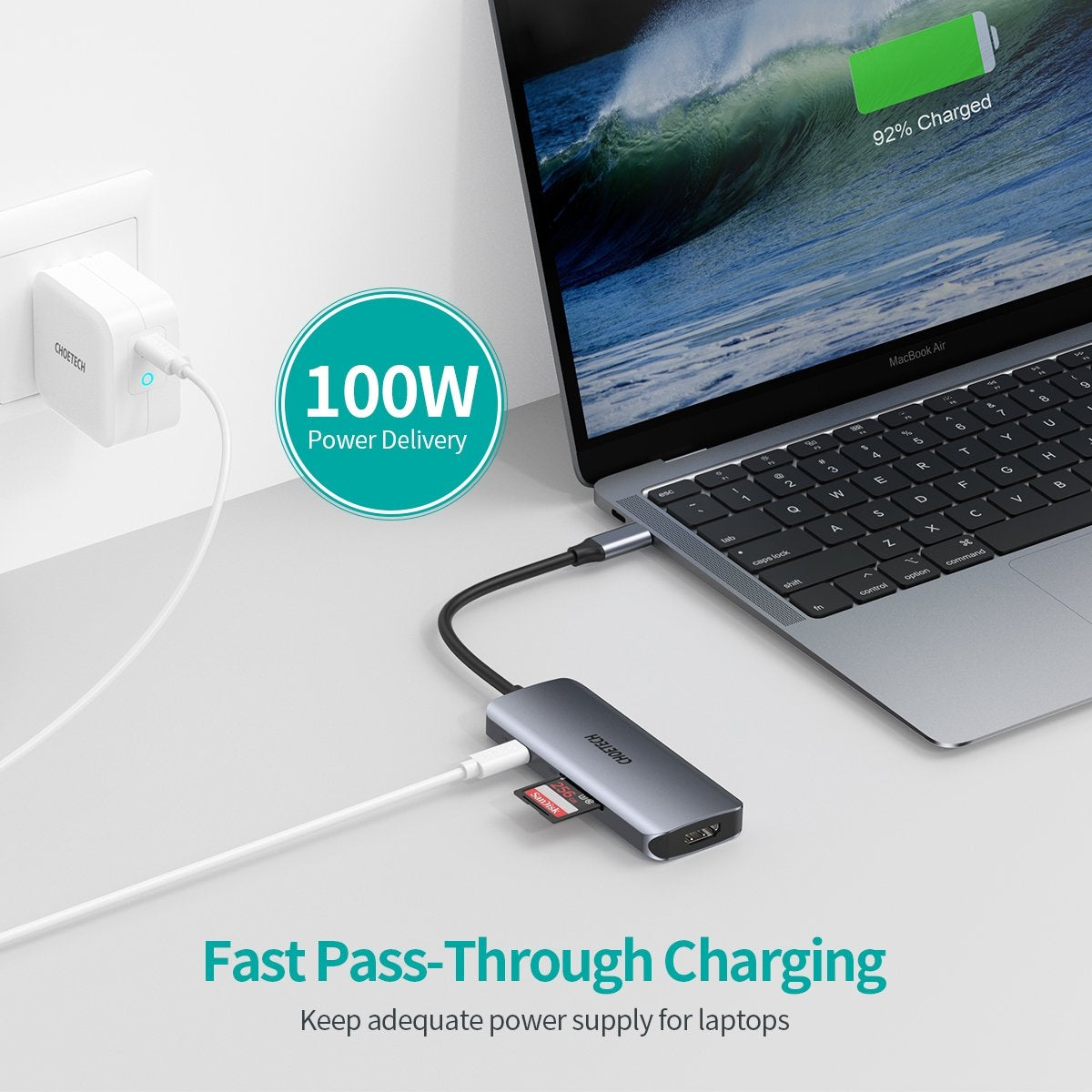 Keyboards & Accessories: CHOETECH HUB-M19 USB-C 7-in-1 Multifunction Adapter