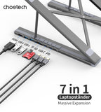 Laptop Stands: CHOETECH HUB-M48 7-in-1 Hub + Foldable Laptop stand USB-C to HDMI 4K/USB-A/TF&SD/USB-C with PD Charging