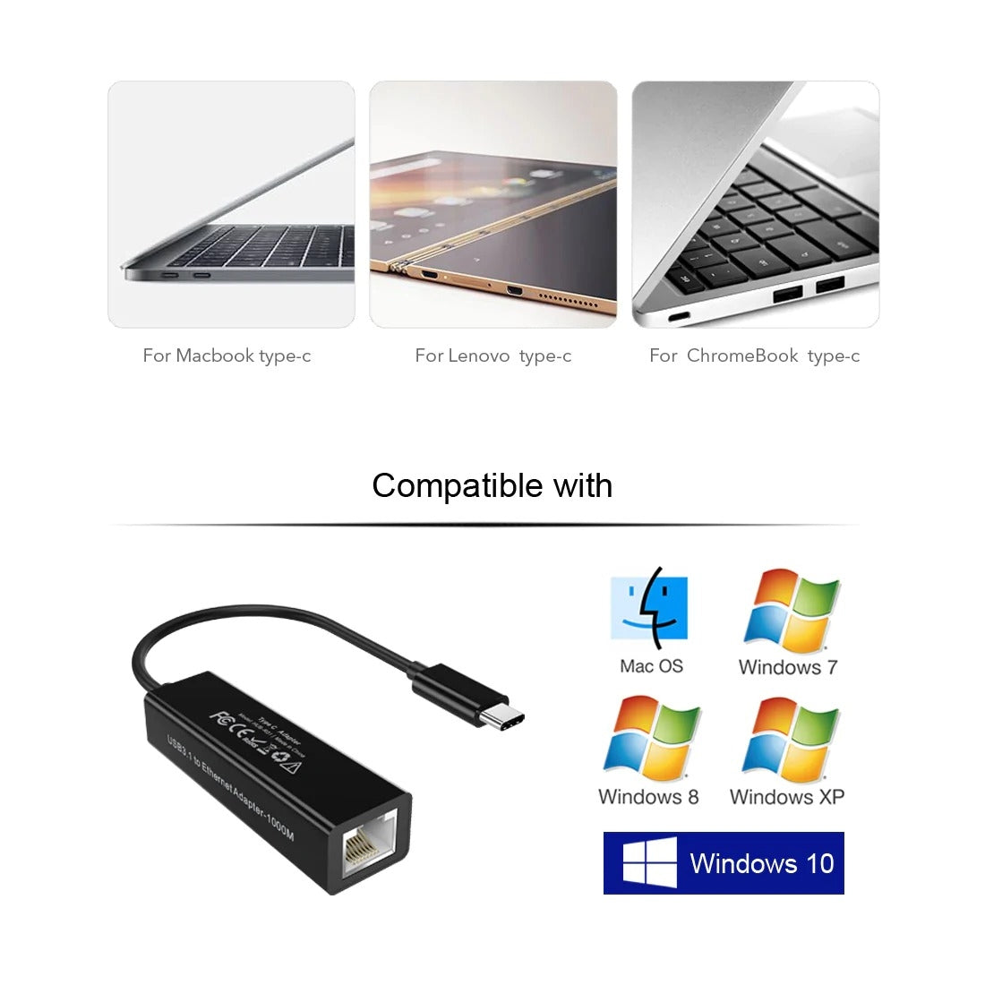 Computer Cables & Adapters: CHOETECH HUB-R01 USB 3.1 Type-C To RJ45 Gigabit Ethernet Adapter