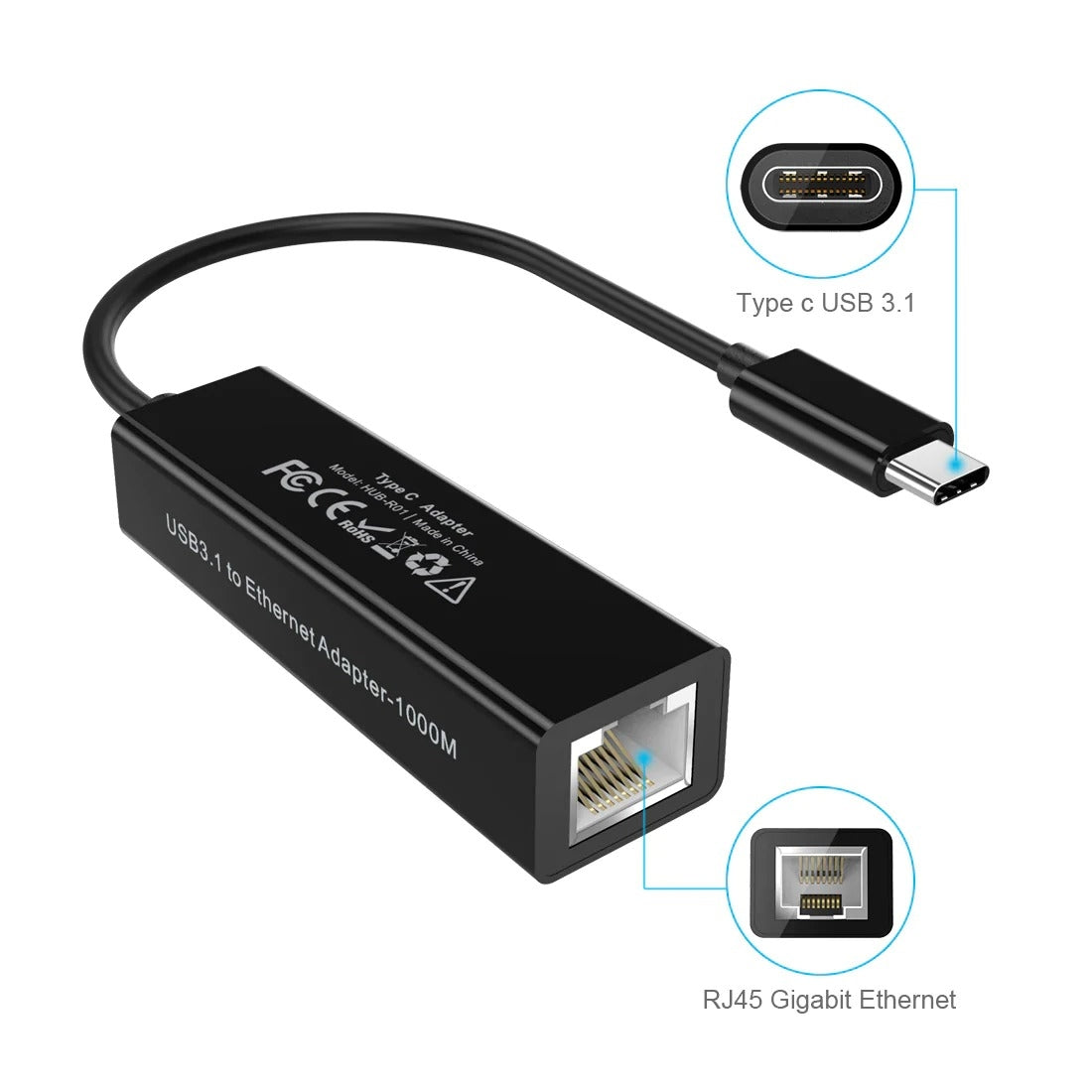 Computer Cables & Adapters: CHOETECH HUB-R01 USB 3.1 Type-C To RJ45 Gigabit Ethernet Adapter