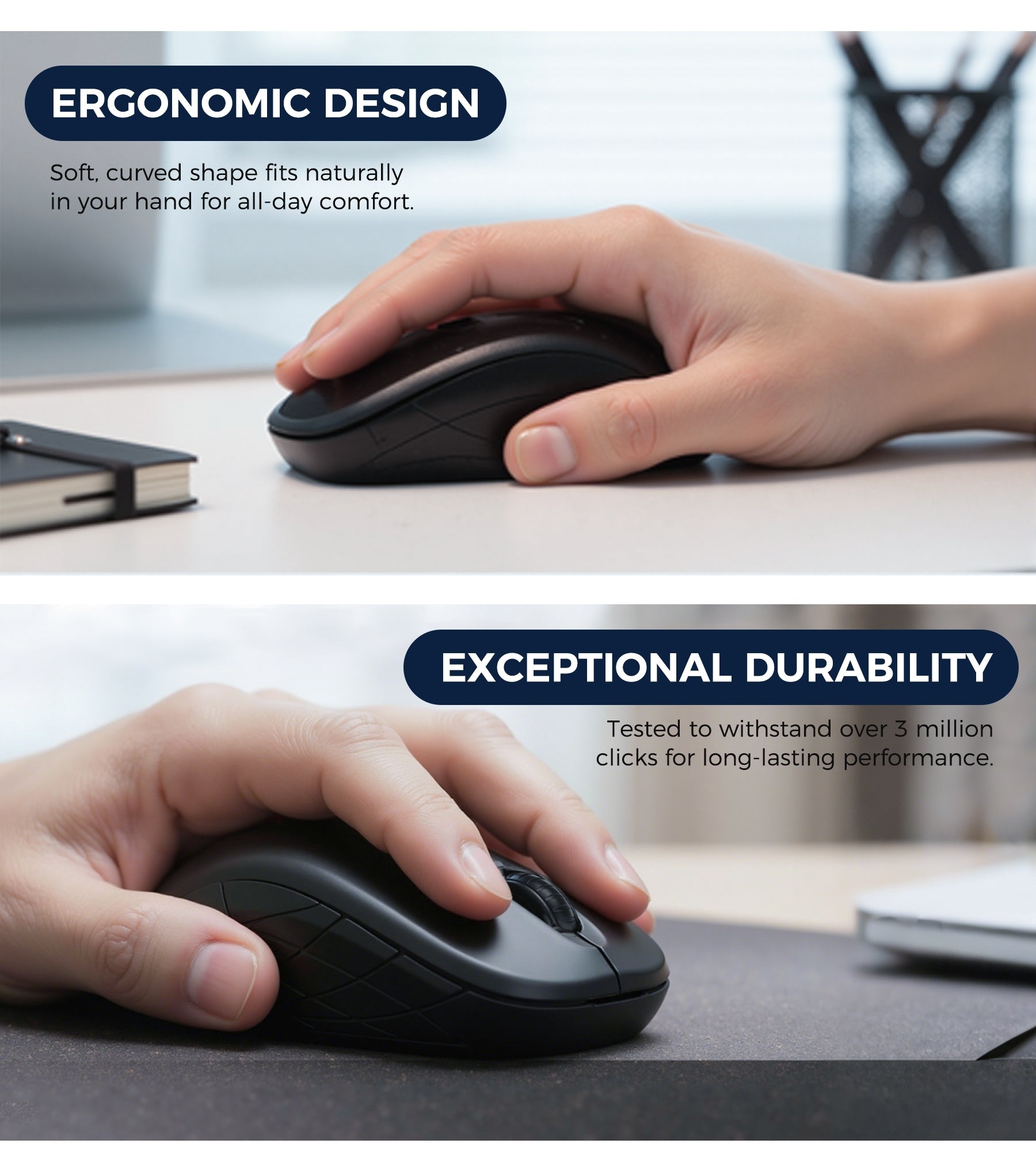 Mouse & Accessories: Choetech KB-002-BK 3-Level Adjustable 1600 DPI Wireless Mouse (Black)