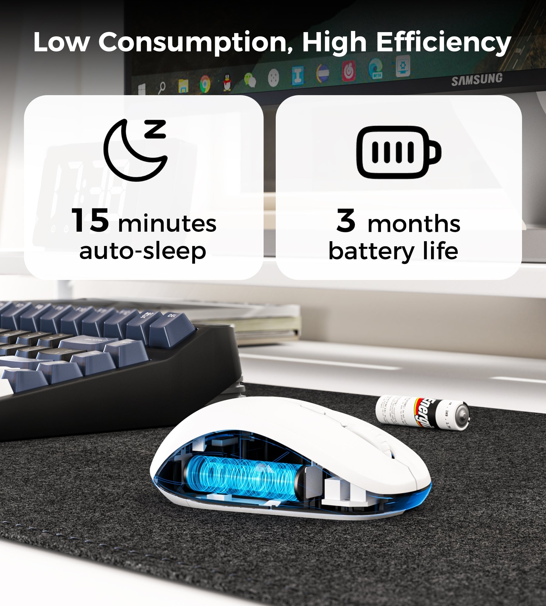 Mouse & Accessories: Choetech KB-002-WH single-mode 2.4G wireless mouse, white