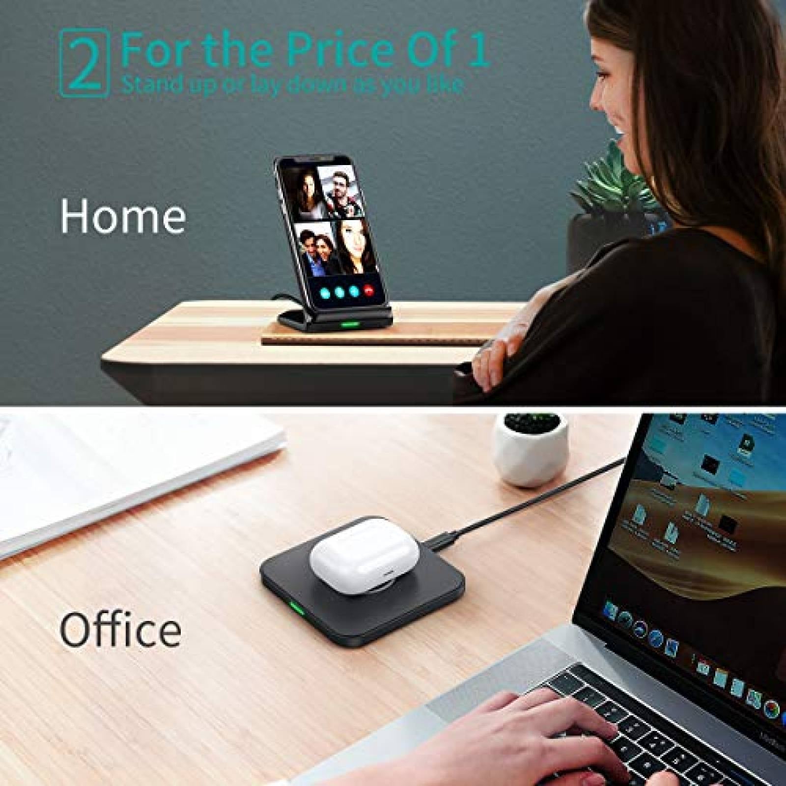 Phone Chargers: CHOETECH MIX00087 (T524S+T511S) Qi 10W/7.5W Fast Wireless Charging Stand and Pad