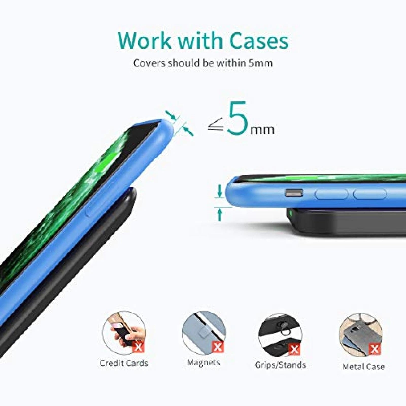 Phone Chargers: CHOETECH MIX00087 (T524S+T511S) Qi 10W/7.5W Fast Wireless Charging Stand and Pad