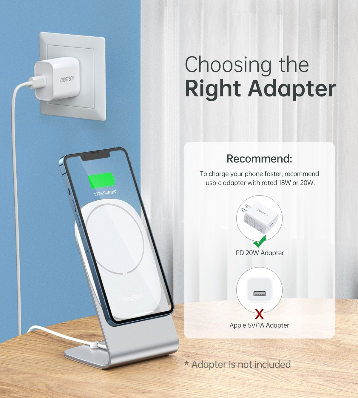 Phone Chargers: CHOETECH MIX00117SL Magasafe Fast Wireless Charger Stand Holder For iPhone 13/12 (H047+T517)