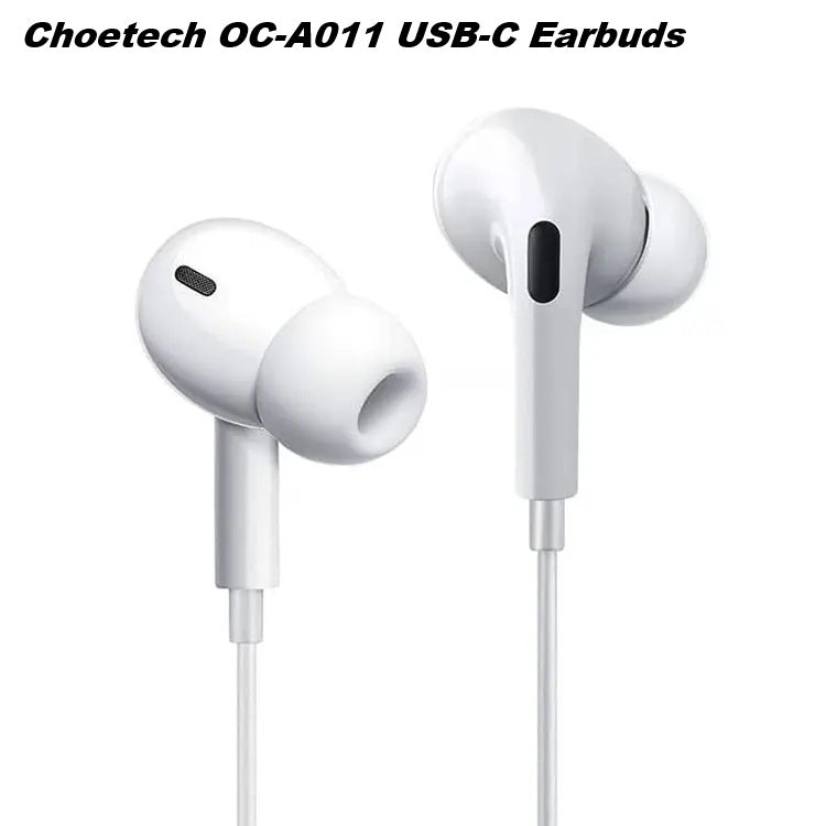 Phone Chargers: Choetech OC-A011 USB-C In-Ear Headphones 1.2m - White