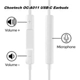 Phone Chargers: Choetech OC-A011 USB-C In-Ear Headphones 1.2m - White