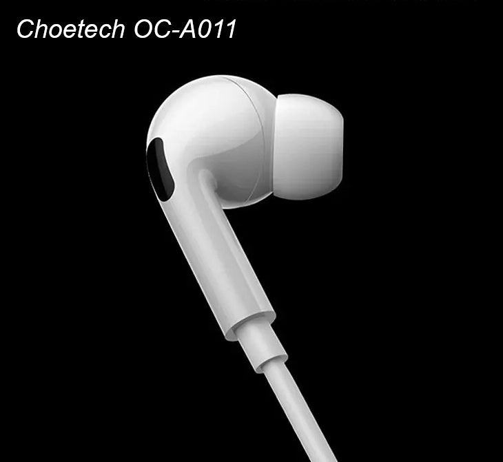 Phone Chargers: Choetech OC-A011 USB-C In-Ear Headphones 1.2m - White