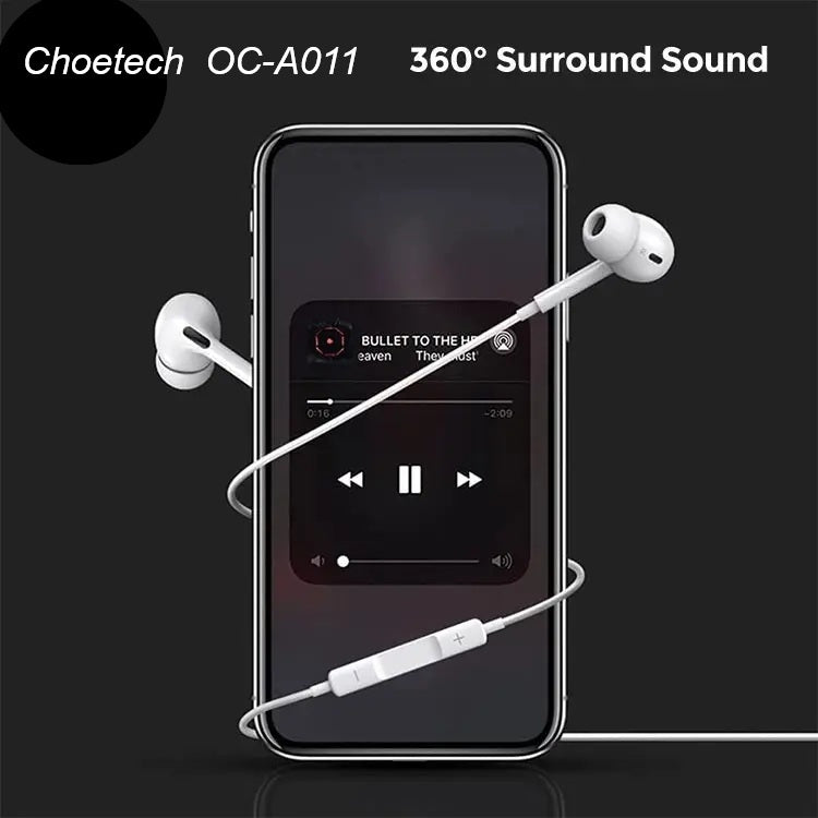 Phone Chargers: Choetech OC-A011 USB-C In-Ear Headphones 1.2m - White