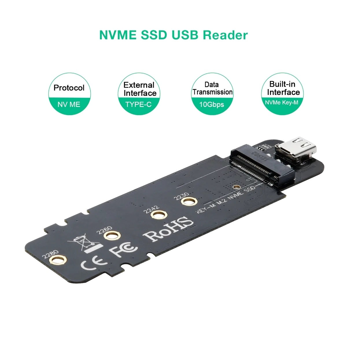 Hard Drives: CHOETECH PC-HDE02 M.2 to USB SSD Reader (Enclosure only) Supports M-Key (PCI-E NVMe-based)