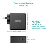 Phone Chargers: CHOETECH Q4004 60W PD 3.0 Type-C Fast Charging Foldable Adapter USB-C Charger