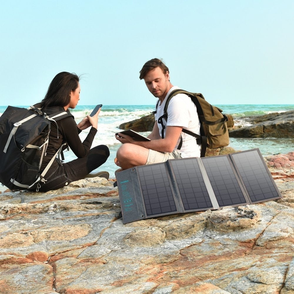 Phone Chargers: Choetech SC006 Solar Panel Portable Charger 40W 18V USB C Solar Panels Charger with USB C PD 30W