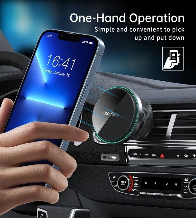 Camping Lights & Lanterns: CHOETECH T204-F 15W Magnetic Car Charger Holder with LED Light (Aluminium alloy housing)