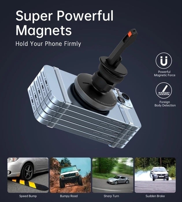 Camping Lights & Lanterns: CHOETECH T204-F 15W Magnetic Car Charger Holder with LED Light (Aluminium alloy housing)