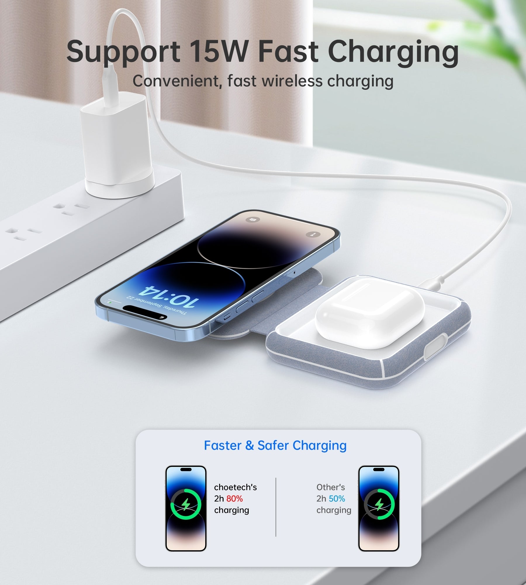 Phone Chargers: CHOETECH T323 2-in-1 Magsafe&MFI Wireless Charger