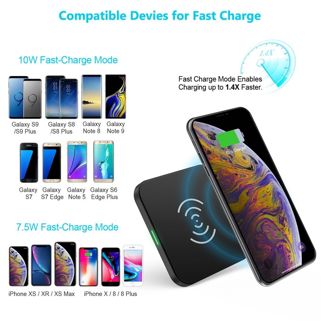 Phone Chargers: CHOETECH T511S 10W/7.5W Fast Wireless Charger Pad