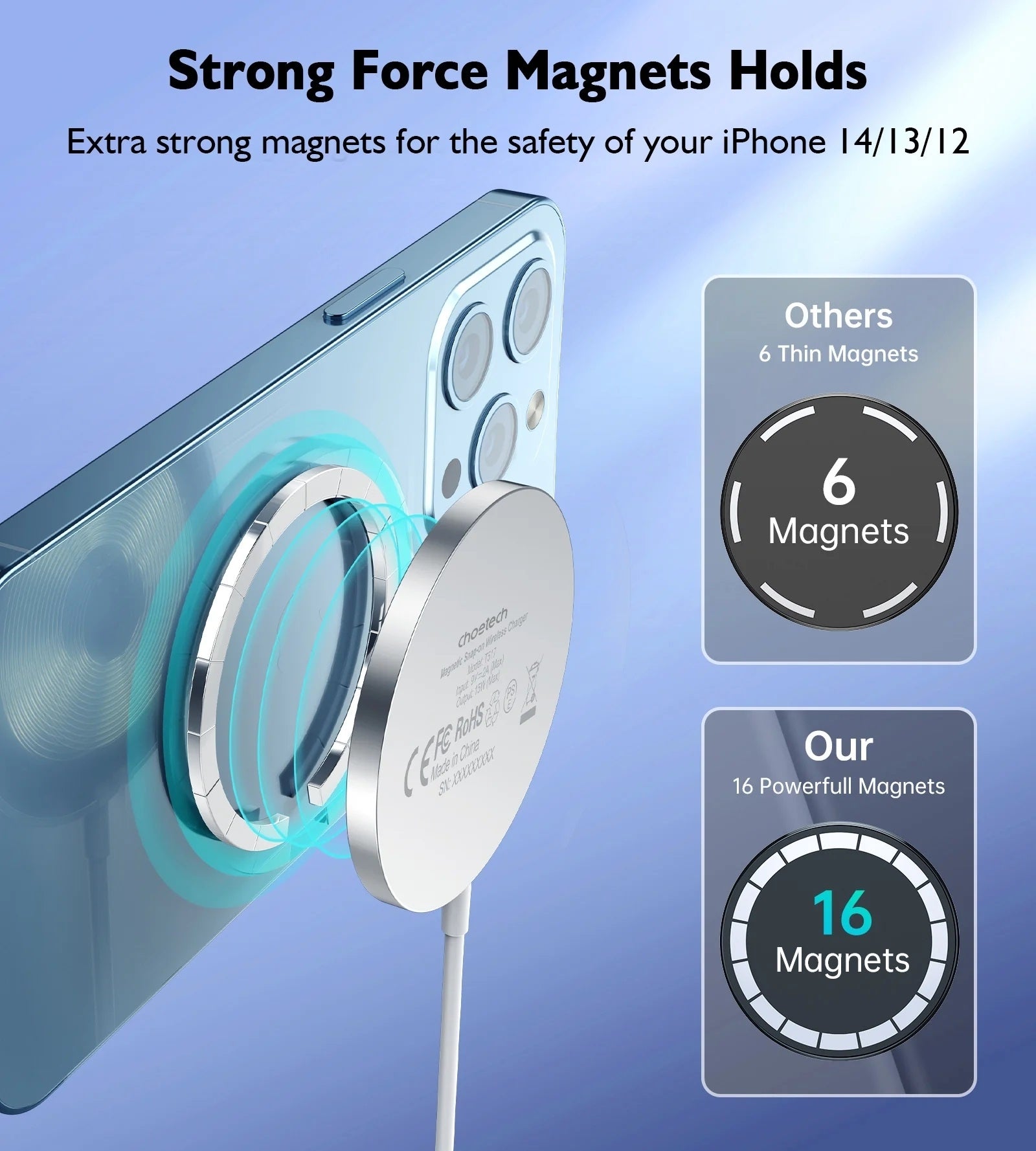 Phone Chargers: CHOETECH T518-F 15W Removable Wireless Magnetic Charger for iPhone12/13/14