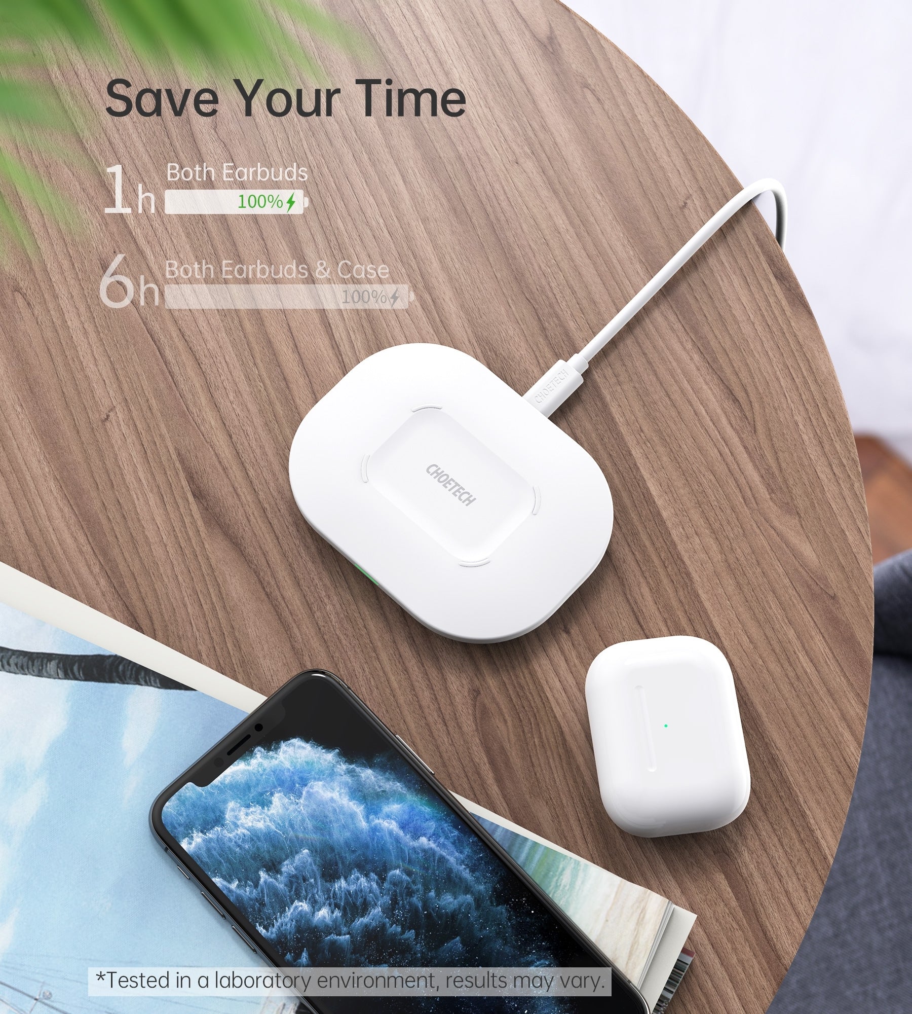 Phone Chargers: CHOETECH T550-F Airpods/Phone Wireless Fast Charging Pad