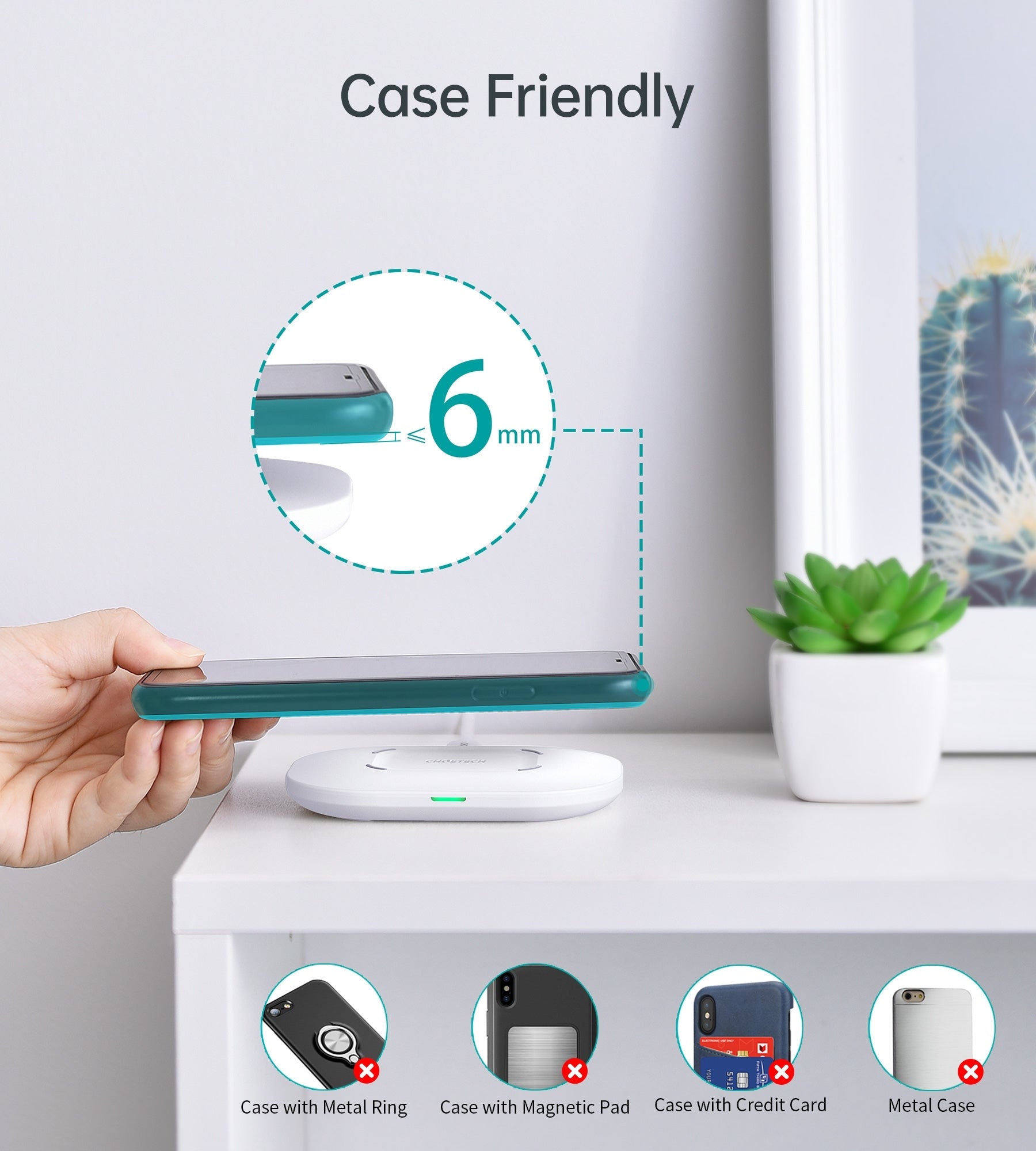Phone Chargers: CHOETECH T550-F Airpods/Phone Wireless Fast Charging Pad
