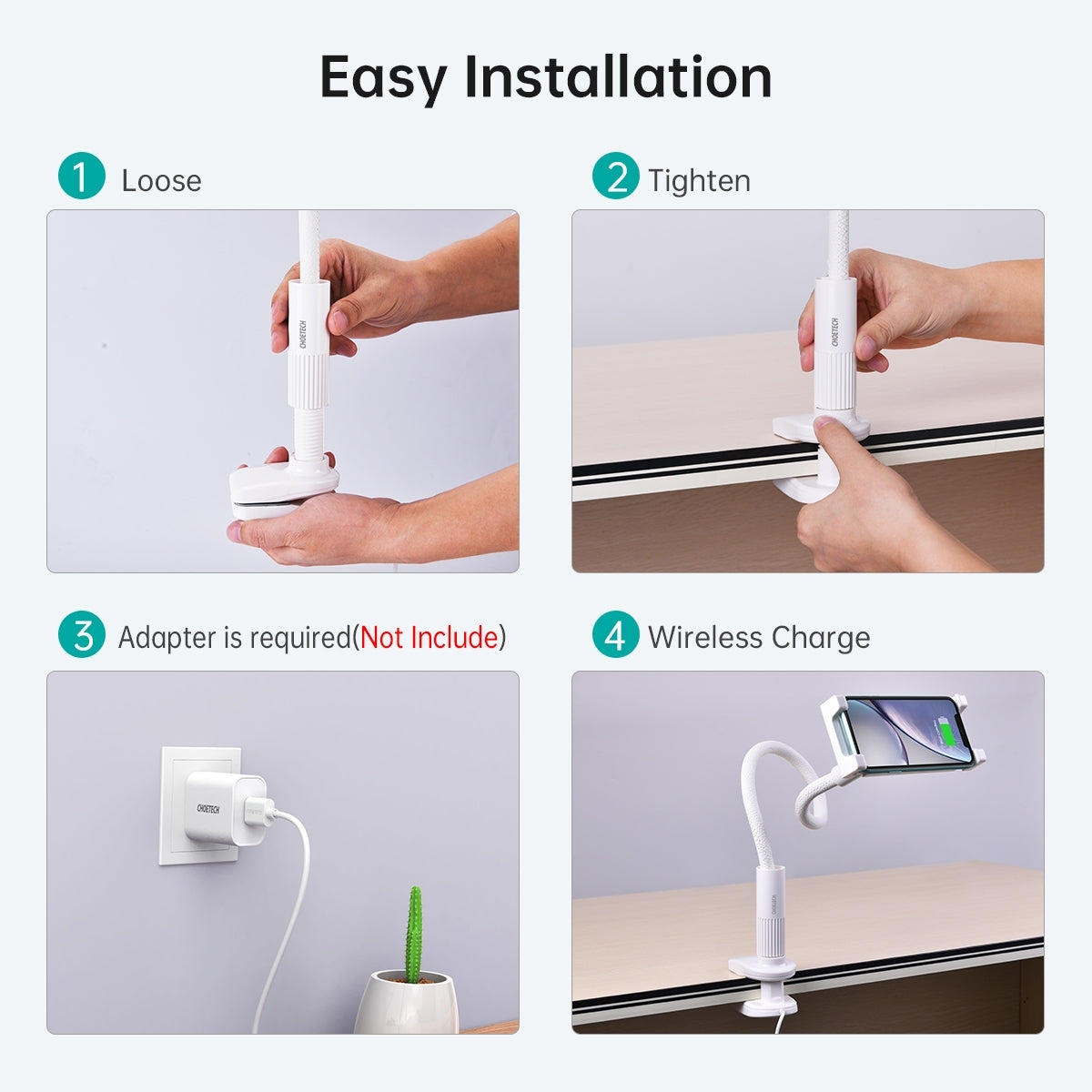 Phone Chargers: CHOETECH T584-F 2-in-1 15W Phone Mount with Fast Wireless Charger (for 4-7 inch)