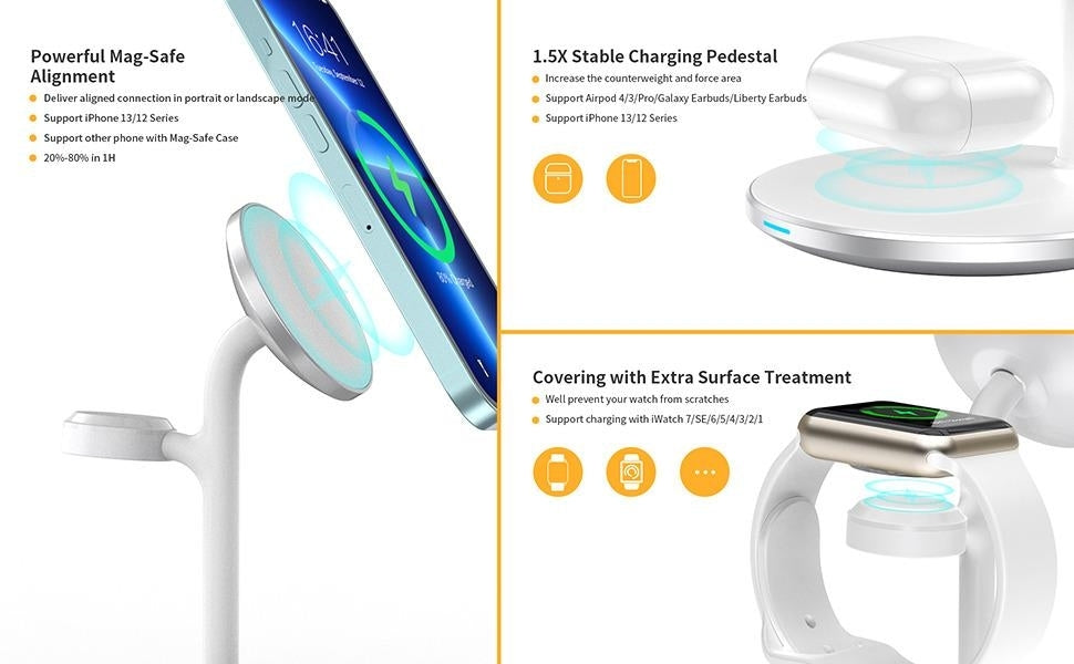 Phone Chargers: CHOETECH T585-F 3-in-1 Wireless Charging Station Dock