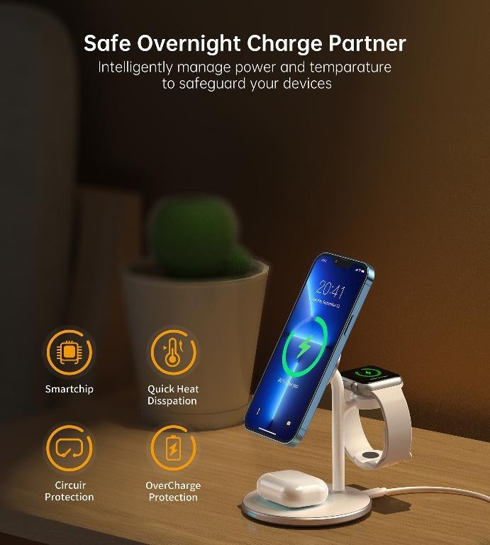 Phone Chargers: CHOETECH T585-F 3-in-1 Wireless Charging Station Dock