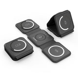 Phone Chargers: CHOETECH T588-F-BK 3-in-1 Foldable Fast Wireless Charger for Phone/Watch/Earphone