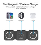 Phone Chargers: CHOETECH T588-F-BK 3-in-1 Foldable Fast Wireless Charger for Phone/Watch/Earphone