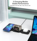 Phone Chargers: CHOETECH T588-F-BK 3-in-1 Foldable Fast Wireless Charger for Phone/Watch/Earphone