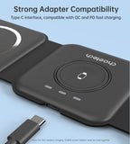 Phone Chargers: CHOETECH T588-F-BK 3-in-1 Foldable Fast Wireless Charger for Phone/Watch/Earphone
