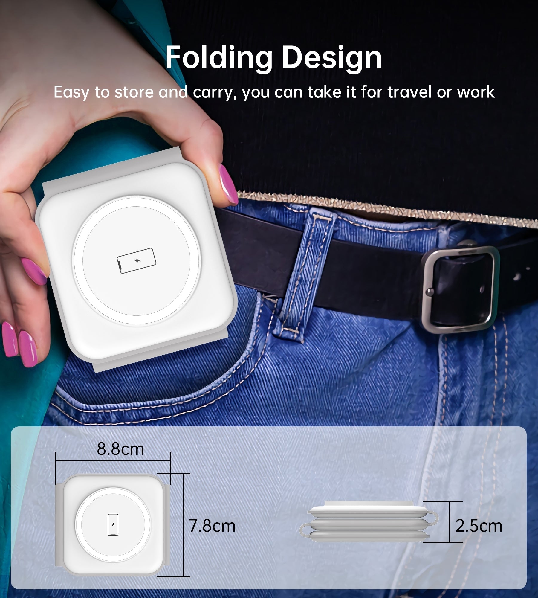 Phone Chargers: CHOETECH T588-F-WH 3-in-1 Foldable Fast Wireless Charger for Phone/Watch/Earphone