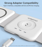Phone Chargers: CHOETECH T588-F-WH 3-in-1 Foldable Fast Wireless Charger for Phone/Watch/Earphone