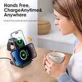 Phone Chargers: CHOETECH T608-F-BK 15W 4-in-1 Wireless Charger Stand for iWatch and Samsung Watch (Black)