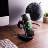 Phone Chargers: CHOETECH T608-F-BK 15W 4-in-1 Wireless Charger Stand for iWatch and Samsung Watch (Black)