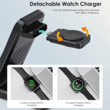 Phone Chargers: CHOETECH T608-F-BK 15W 4-in-1 Wireless Charger Stand for iWatch and Samsung Watch (Black)