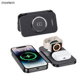 Phone Chargers: CHOETECH T616-F-BK 3in1 Magnetic Foldable Wireless Charger Black