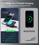 Phone Chargers: CHOETECH T616-F-BK 3in1 Magnetic Foldable Wireless Charger Black