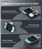 Phone Chargers: CHOETECH T616-F-BK 3in1 Magnetic Foldable Wireless Charger Black