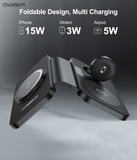 Phone Chargers: CHOETECH T616-F-BK 3in1 Magnetic Foldable Wireless Charger Black