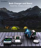 Phone Chargers: CHOETECH T616-F-BK 3in1 Magnetic Foldable Wireless Charger Black