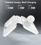 Phone Chargers: CHOETECH T616-F-WH 3in1 Magnetic Foldable Wireless Charger White
