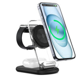 CHOETECH T618-F-BK 3-in-1 15W MagSafe Wireless fast Charger Stand for iPhone i-Watch AirPods w/ Ambient Light