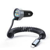 Phone Chargers: CHOETECH TC0030 65W 3-Port Fast Car Charger with 3.3ft Type-C Stretchable Cable
