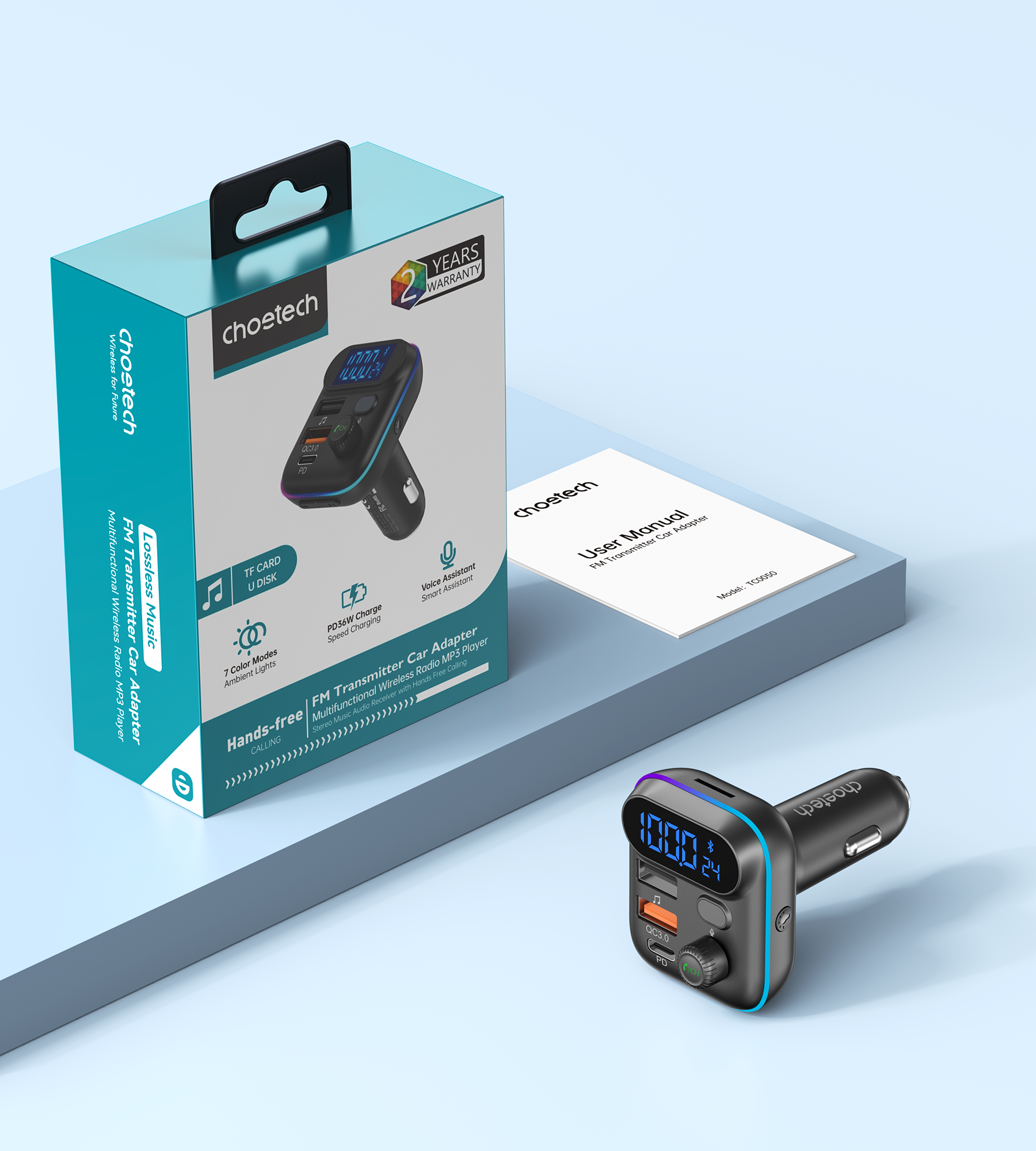 Car Mounts: Choetech TC0050 PD36W Bluetooth FM Car Transmitter Charger