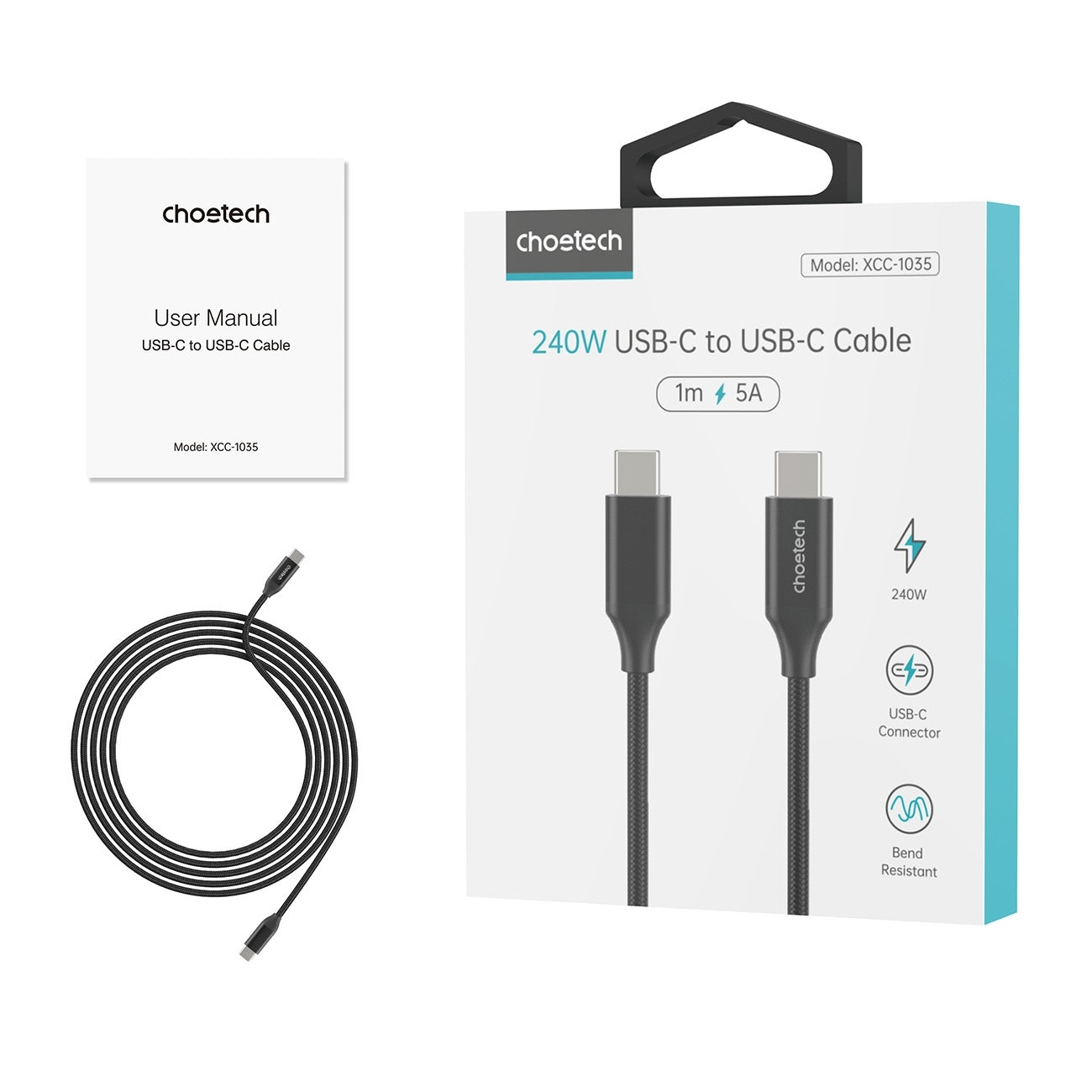 Computer Cables & Adapters: CHOETECH XCC-1036 USB-C M to M PD3.1 240W Super Fast Charging Cable 2M